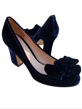 MIU MIU Pump 'She Wore BLUE Velvet' Block Heel Pumps Feminine w/ Bow 38